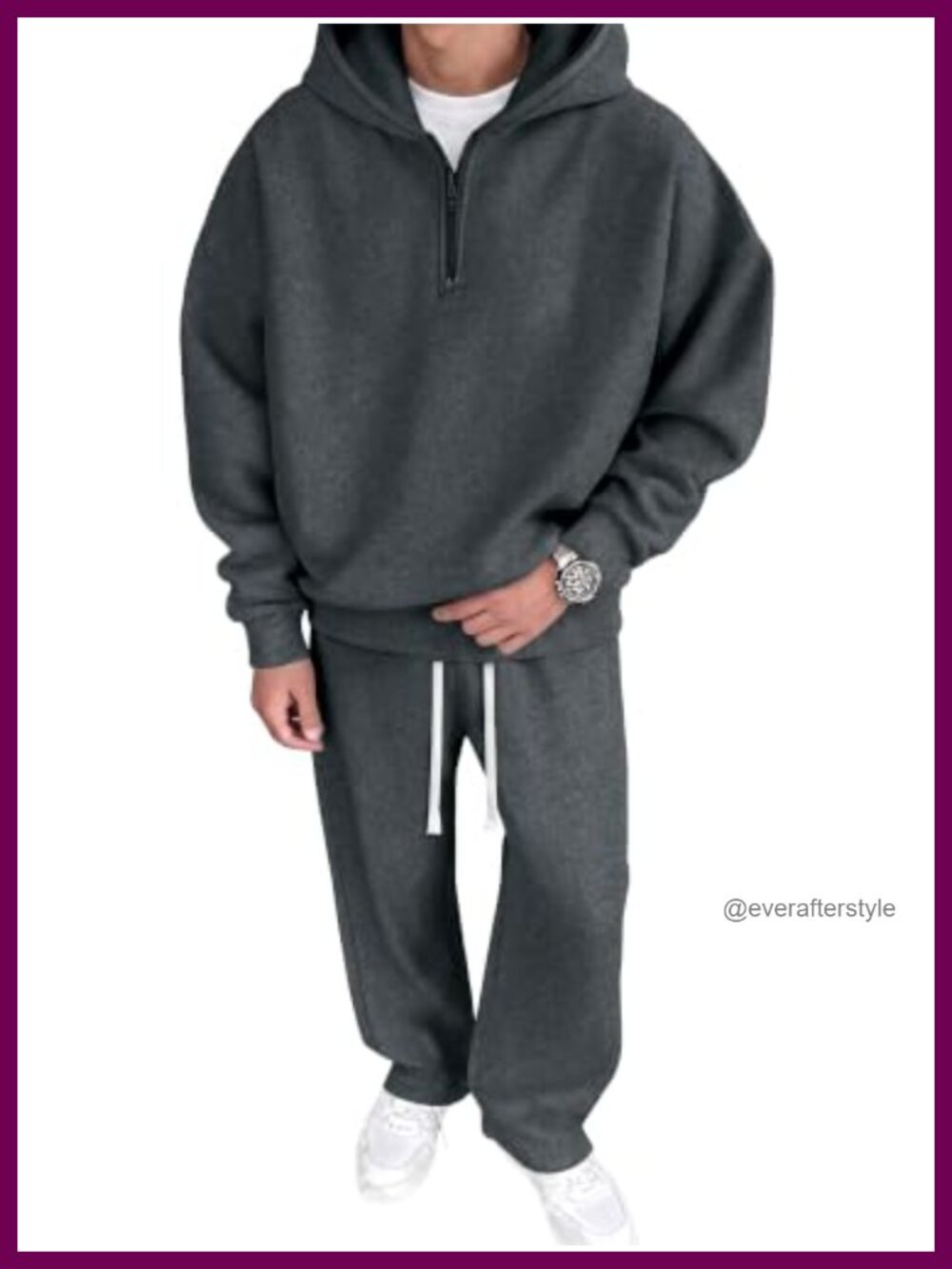 Men's 2 Piece Cotton Blend Sweatsuit 1/4 Zip Hoodie Joggers Set